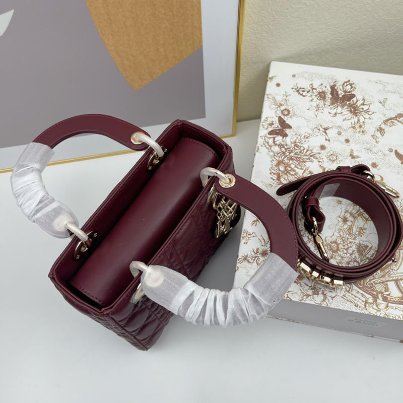 N品 DIOR ディオール Lady Dior My ABCDior バッグ スモール M0538ONGE_M323 ワイン ゴールド金具 激安優良店 - 画像 (5)