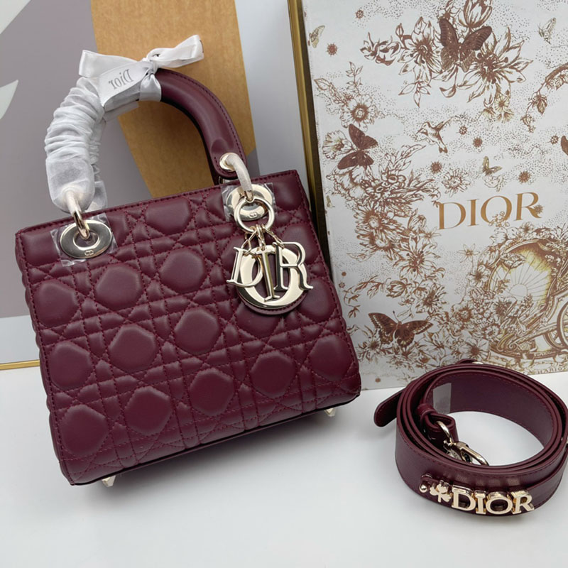 N品 DIOR ディオール Lady Dior My ABCDior バッグ スモール M0538ONGE_M323 ワイン ゴールド金具 激安優良店 - 画像 (4)