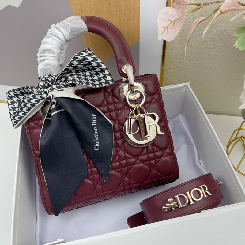 N品 DIOR ディオール Lady Dior My ABCDior バッグ スモール M0538ONGE_M323 ワイン ゴールド金具 激安優良店 - 画像 (2)