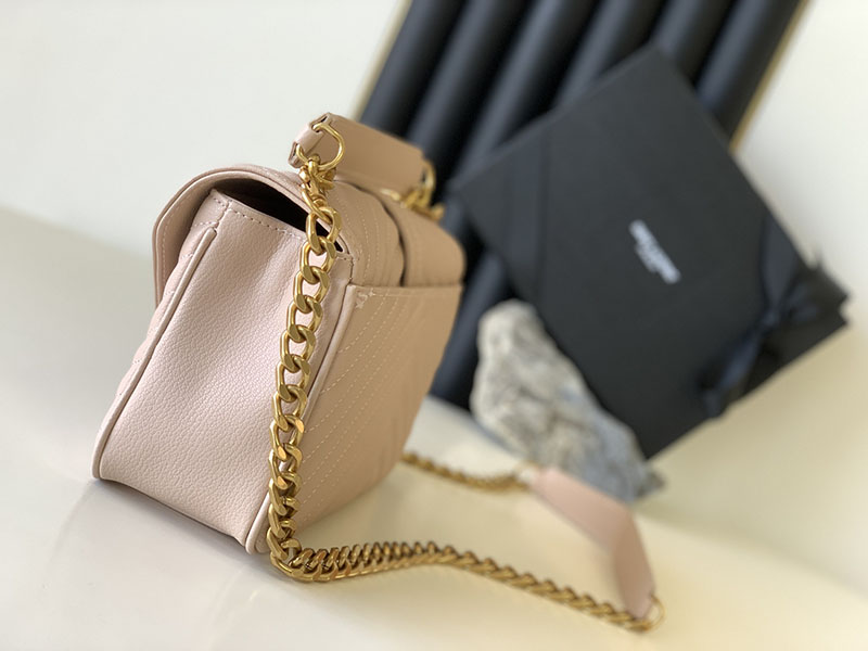 N品 YSL サンローラン バッグ 50代 カレッジ ミディアム ペールピンク 600279BRM076920 ラムスキン ゴールド金具 激安優良店 - 画像 (9)