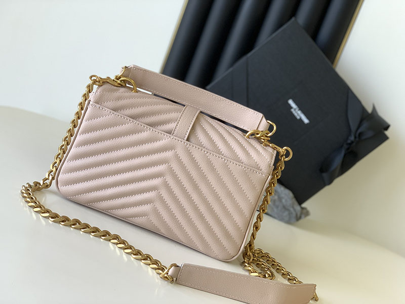N品 YSL サンローラン バッグ 50代 カレッジ ミディアム ペールピンク 600279BRM076920 ラムスキン ゴールド金具 激安優良店 - 画像 (8)