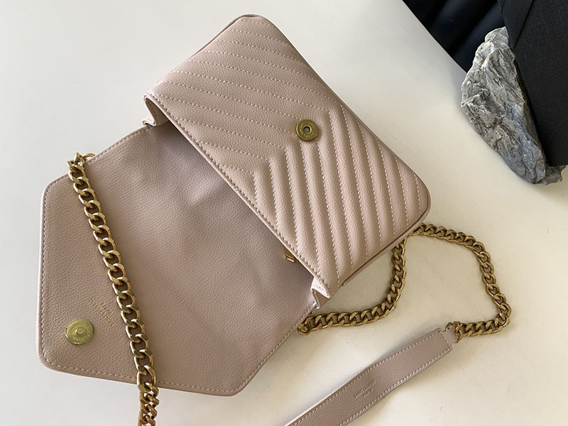 N品 YSL サンローラン バッグ 50代 カレッジ ミディアム ペールピンク 600279BRM076920 ラムスキン ゴールド金具 激安優良店 - 画像 (4)