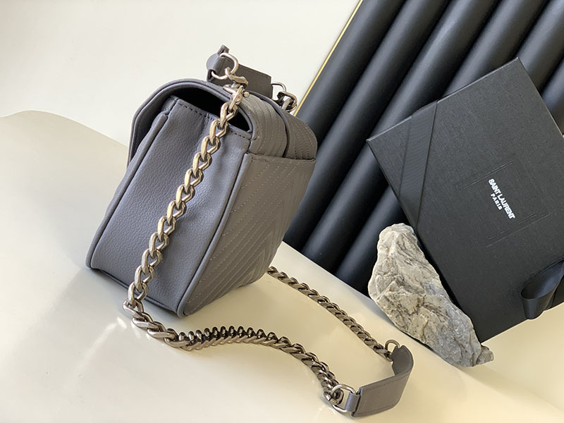 N品 YSL サンローラン バッグ 50代 カレッジ ミディアム グレー 600279BRM041112 ラムスキン シルバー金具 激安優良店 - 画像 (9)