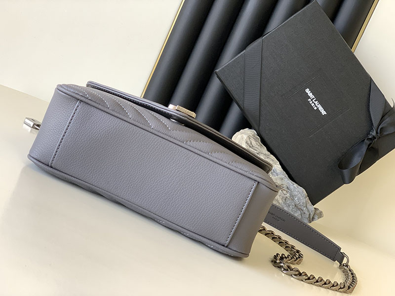 N品 YSL サンローラン バッグ 50代 カレッジ ミディアム グレー 600279BRM041112 ラムスキン シルバー金具 激安優良店 - 画像 (7)