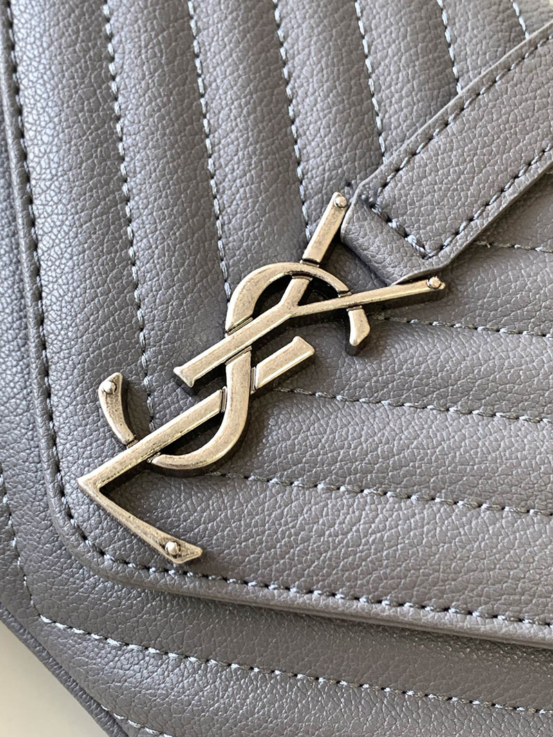 N品 YSL サンローラン バッグ 50代 カレッジ ミディアム グレー 600279BRM041112 ラムスキン シルバー金具 激安優良店 - 画像 (6)