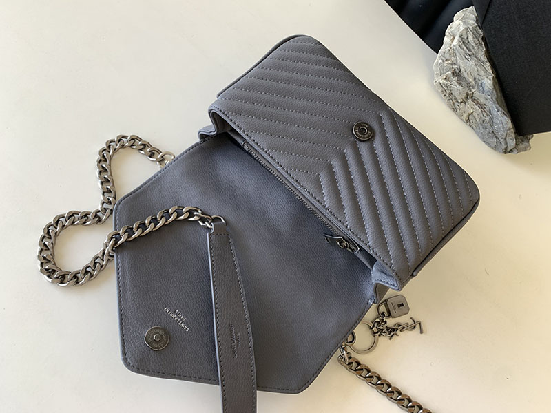 N品 YSL サンローラン バッグ 50代 カレッジ ミディアム グレー 600279BRM041112 ラムスキン シルバー金具 激安優良店 - 画像 (4)