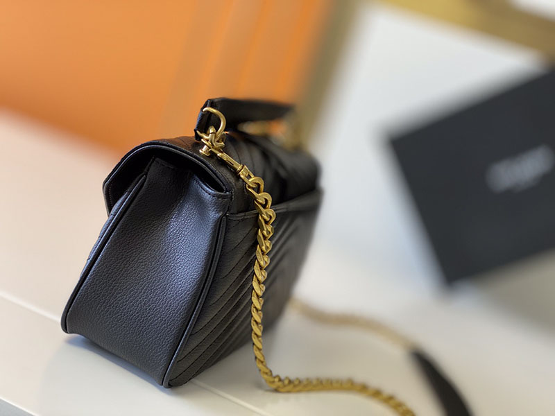 N品 YSL サンローラン バッグ 50代 カレッジ ミディアム ブラック 600279BRM071000 ラムスキン ゴールド金具 激安優良店 - 画像 (9)