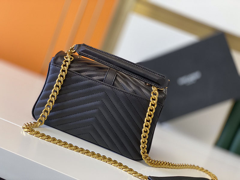 N品 YSL サンローラン バッグ 50代 カレッジ ミディアム ブラック 600279BRM071000 ラムスキン ゴールド金具 激安優良店 - 画像 (8)