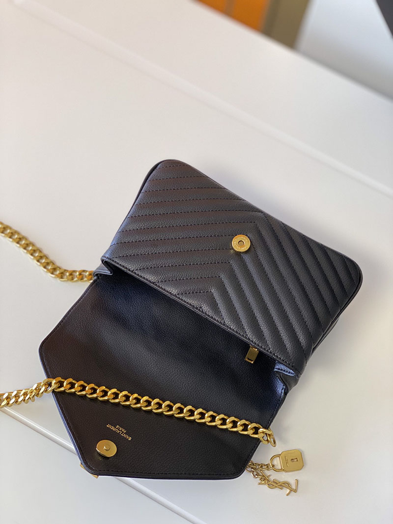 N品 YSL サンローラン バッグ 50代 カレッジ ミディアム ブラック 600279BRM071000 ラムスキン ゴールド金具 激安優良店 - 画像 (4)