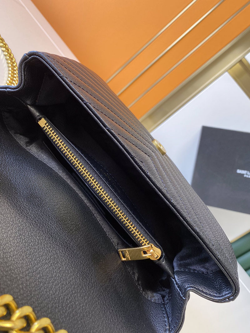 N品 YSL サンローラン バッグ 50代 カレッジ ミディアム ブラック 600279BRM071000 ラムスキン ゴールド金具 激安優良店 - 画像 (3)