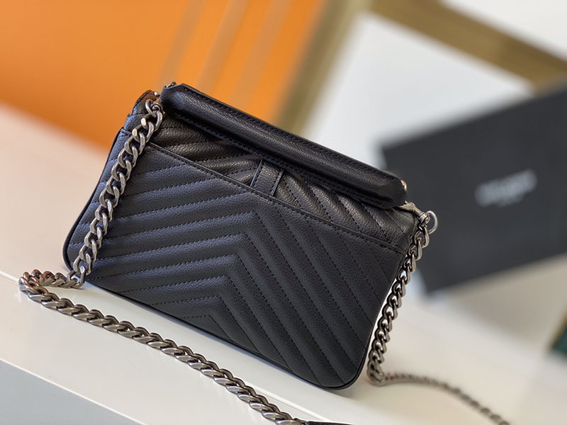 N品 YSL サンローラン バッグ 50代 カレッジ ミディアム ブラック 600279BRM041000 ラムスキン シルバー金具 激安優良店 - 画像 (8)