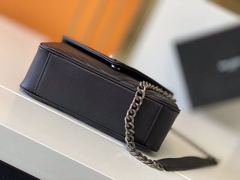 N品 YSL サンローラン バッグ 50代 カレッジ ミディアム ブラック 600279BRM041000 ラムスキン シルバー金具 激安優良店 - 画像 (7)