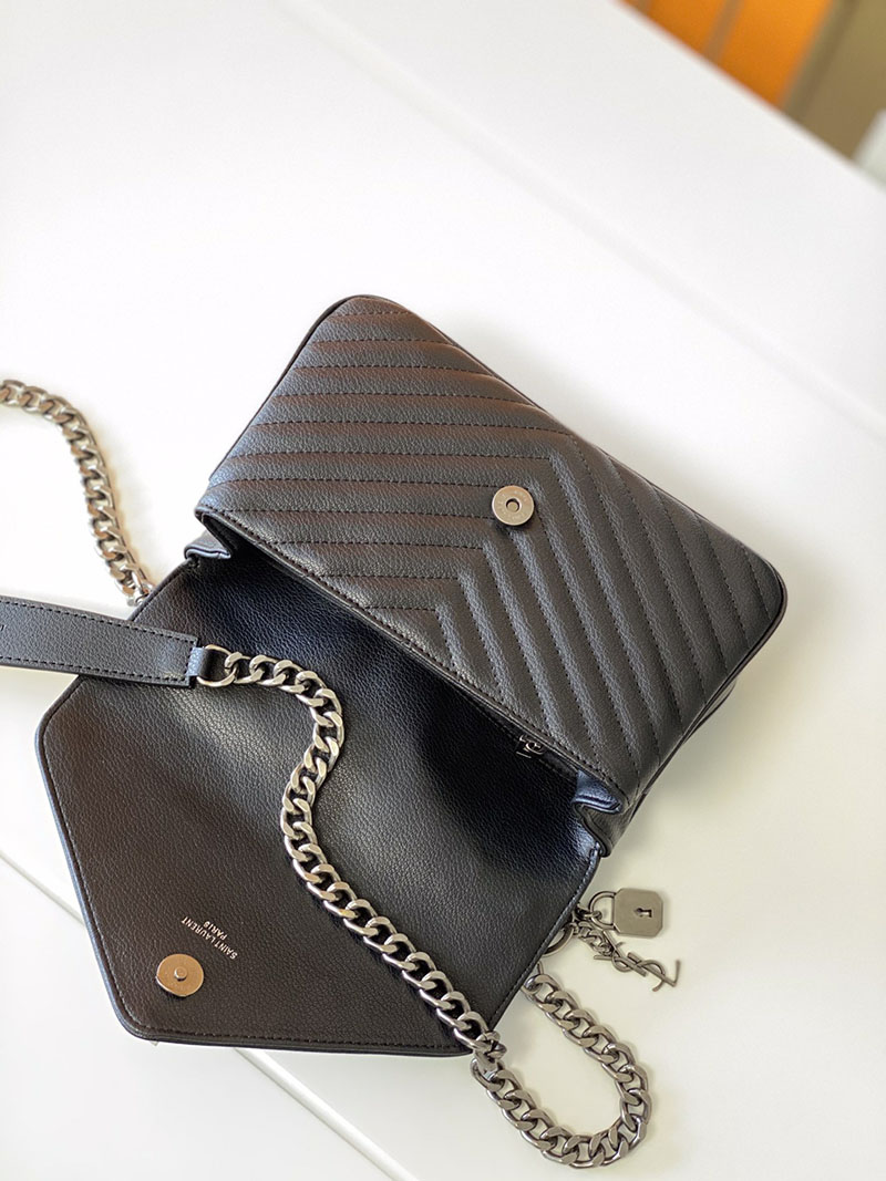 N品 YSL サンローラン バッグ 50代 カレッジ ミディアム ブラック 600279BRM041000 ラムスキン シルバー金具 激安優良店 - 画像 (4)