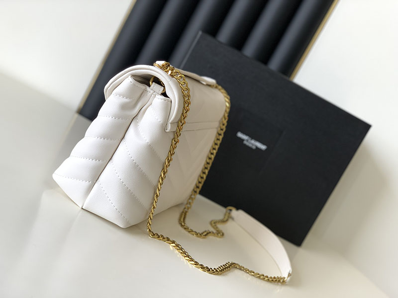 N品 YSL サンローラン バッグ 40代 ルル スモール ホワイト 494699DV7272000 ラムスキン ゴールド金具 - 画像 (9)
