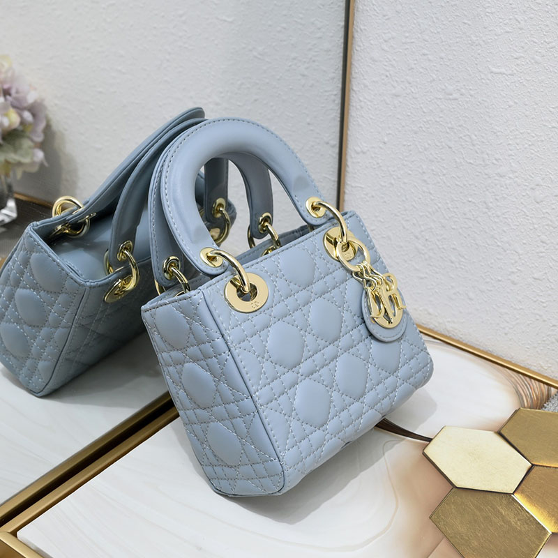 N品 DIOR ディオール Lady Dior バッグ ミニ M0505ONGE_M928 ブルー ゴールド金具 激安優良店 - 画像 (9)