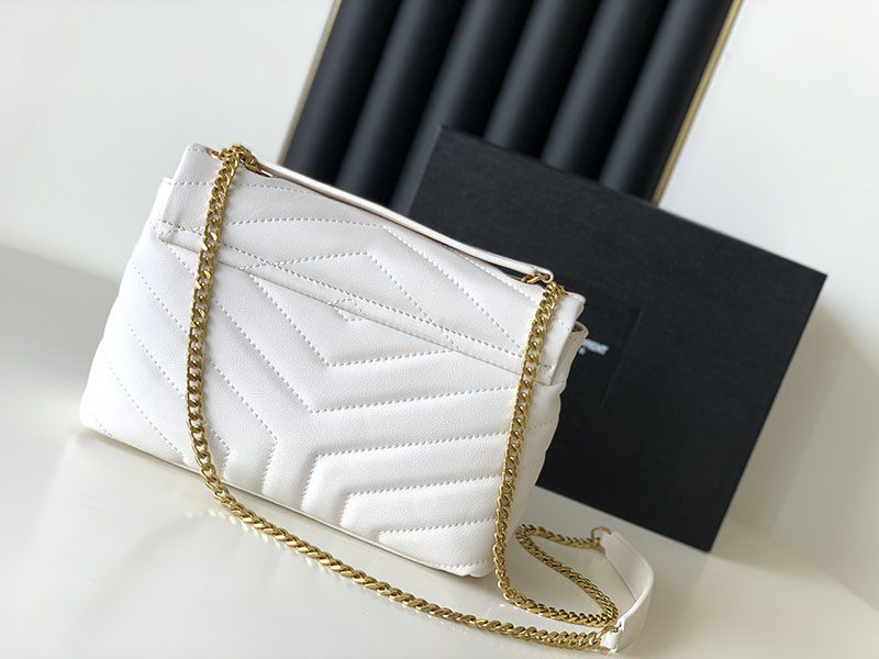 N品 YSL サンローラン バッグ 40代 ルル スモール ホワイト 494699DV7272000 ラムスキン ゴールド金具 - 画像 (8)