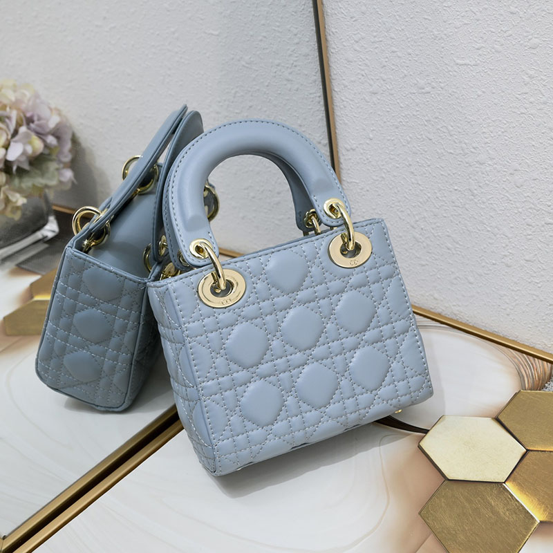 N品 DIOR ディオール Lady Dior バッグ ミニ M0505ONGE_M928 ブルー ゴールド金具 激安優良店 - 画像 (8)