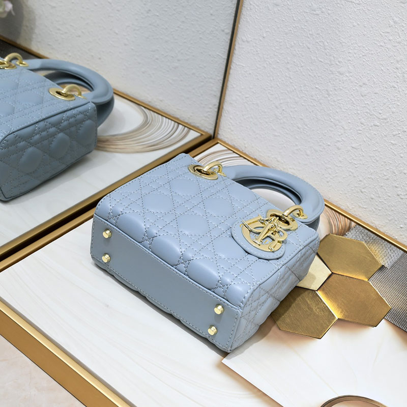 N品 DIOR ディオール Lady Dior バッグ ミニ M0505ONGE_M928 ブルー ゴールド金具 激安優良店 - 画像 (7)