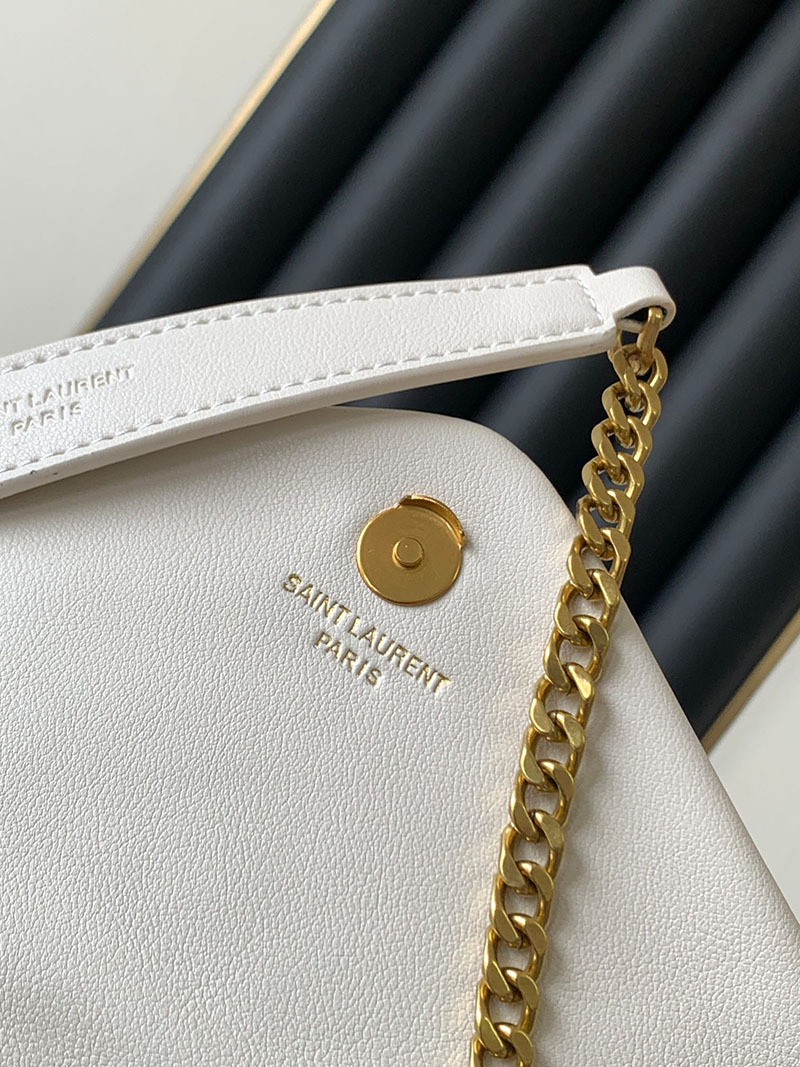 N品 YSL サンローラン バッグ 40代 ルル スモール ホワイト 494699DV7272000 ラムスキン ゴールド金具 - 画像 (5)