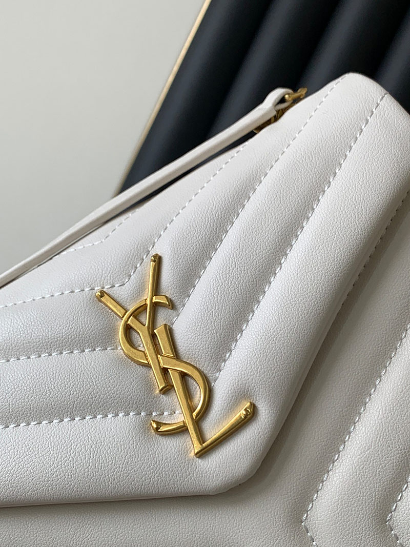 N品 YSL サンローラン バッグ 40代 ルル スモール ホワイト 494699DV7272000 ラムスキン ゴールド金具 - 画像 (4)