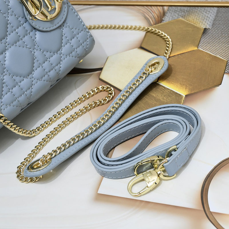 N品 DIOR ディオール Lady Dior バッグ ミニ M0505ONGE_M928 ブルー ゴールド金具 激安優良店 - 画像 (3)