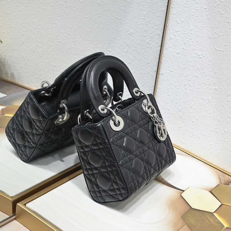 N品 DIOR ディオール Lady Dior バッグ ミニ M0505ONGE_M900 黒 ブラック シルバー金具 激安優良店 - 画像 (8)