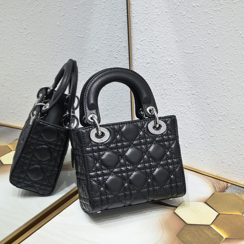 N品 DIOR ディオール Lady Dior バッグ ミニ M0505ONGE_M900 黒 ブラック シルバー金具 激安優良店 - 画像 (7)