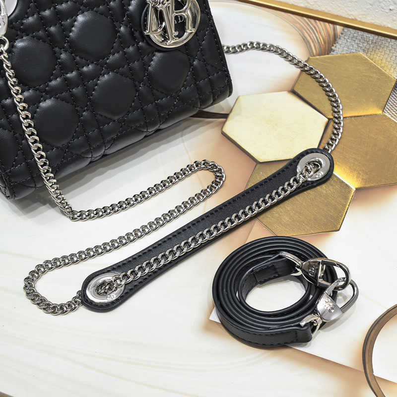 N品 DIOR ディオール Lady Dior バッグ ミニ M0505ONGE_M900 黒 ブラック シルバー金具 激安優良店 - 画像 (6)