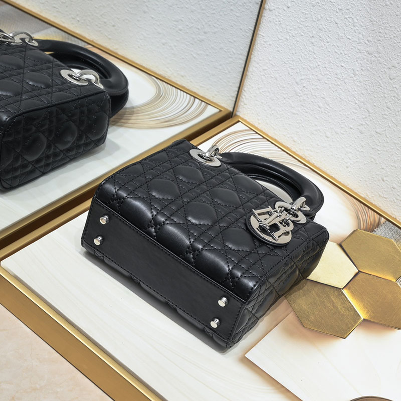 N品 DIOR ディオール Lady Dior バッグ ミニ M0505ONGE_M900 黒 ブラック シルバー金具 激安優良店 - 画像 (5)