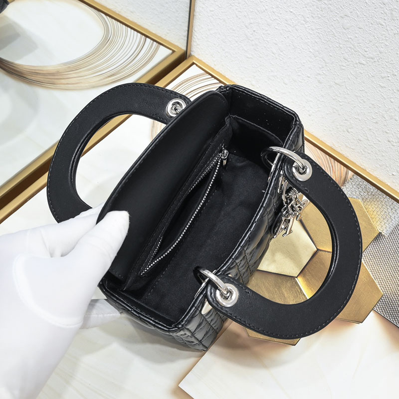N品 DIOR ディオール Lady Dior バッグ ミニ M0505ONGE_M900 黒 ブラック シルバー金具 激安優良店 - 画像 (3)