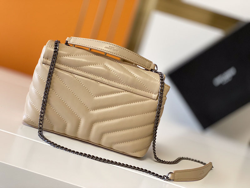 N品 YSL サンローラン バッグ 40代 ルル スモール ダークベージュ 494699DV7282721 ラムスキン ブラック金具 - 画像 (8)