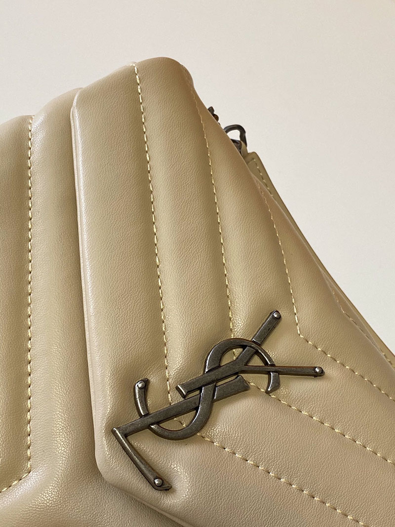 N品 YSL サンローラン バッグ 40代 ルル スモール ダークベージュ 494699DV7282721 ラムスキン ブラック金具 - 画像 (6)