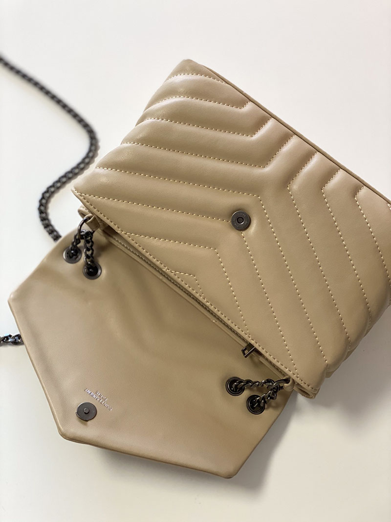 N品 YSL サンローラン バッグ 40代 ルル スモール ダークベージュ 494699DV7282721 ラムスキン ブラック金具 - 画像 (4)