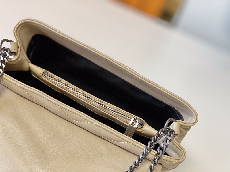 N品 YSL サンローラン バッグ 40代 ルル スモール ダークベージュ 494699DV7282721 ラムスキン ブラック金具 - 画像 (3)
