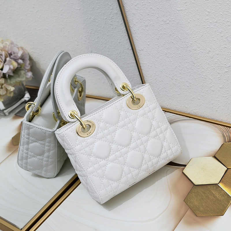N品 DIOR ディオール Lady Dior バッグ ミニ M0505ONGE_M030 ホワイト ゴールド金具 激安優良店 - 画像 (9)