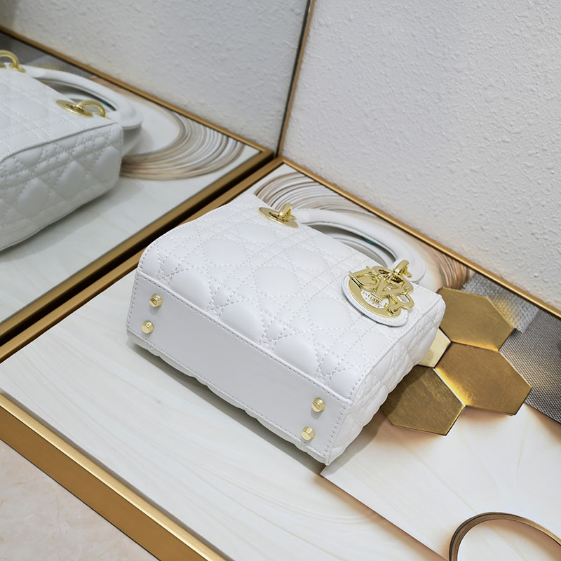 N品 DIOR ディオール Lady Dior バッグ ミニ M0505ONGE_M030 ホワイト ゴールド金具 激安優良店 - 画像 (6)