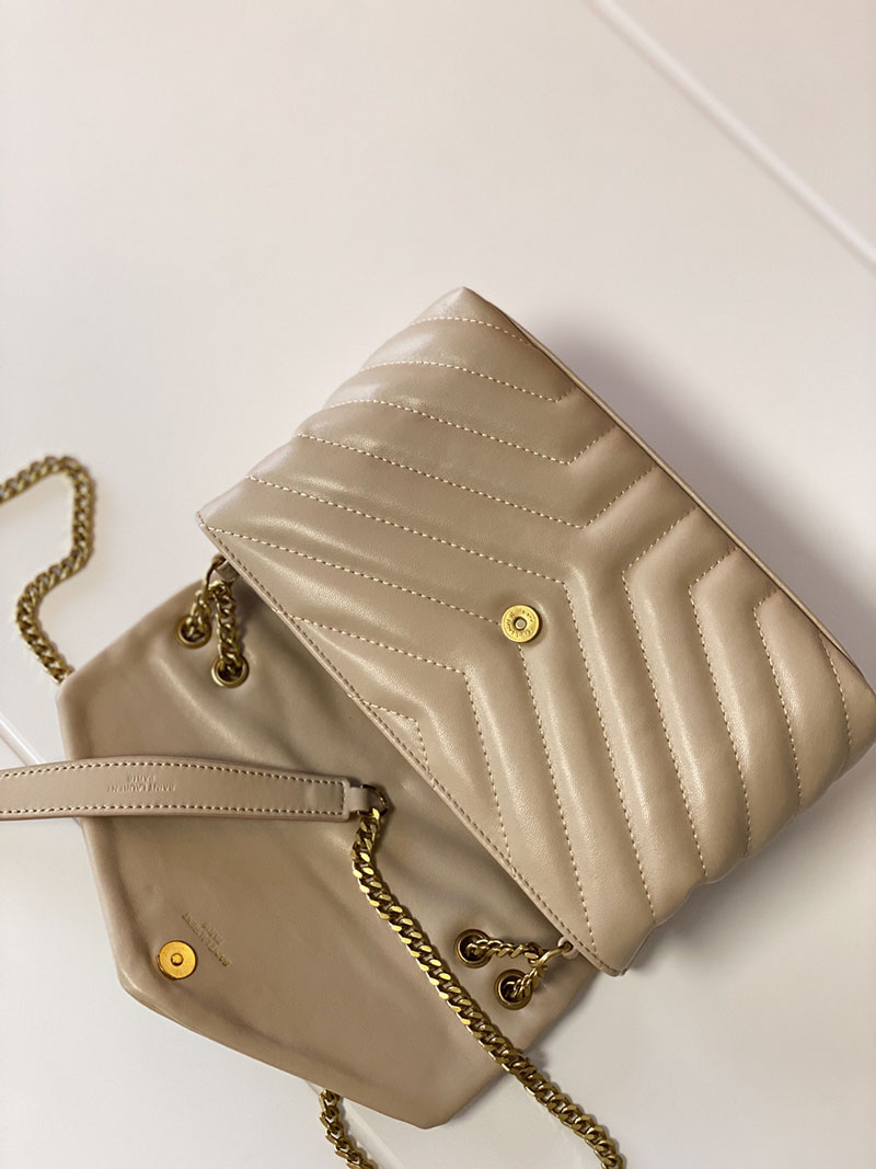 N品 YSL サンローラン バッグ 40代 ルル スモール GREYISH BROWN 494699DV7272826 ラムスキン ゴールド金具 - 画像 (3)