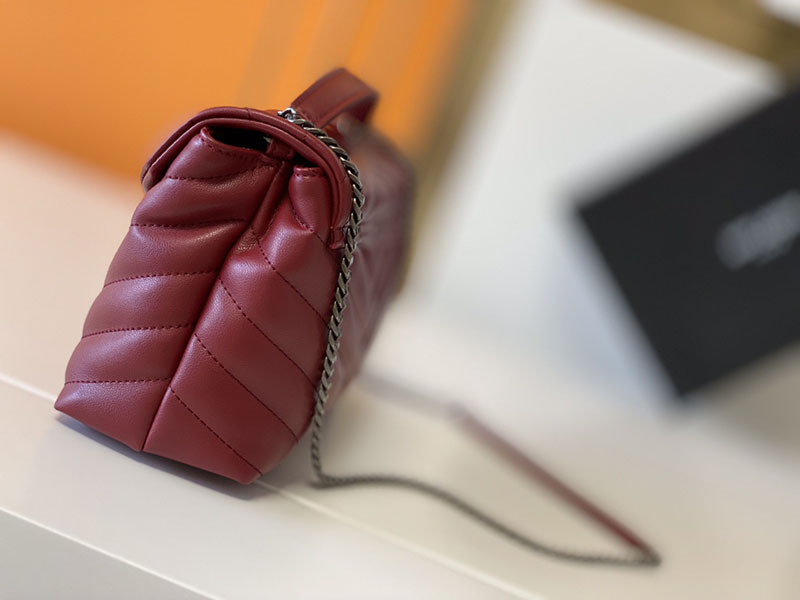 N品 YSL サンローラン バッグ 40代 ルル スモール ROUGE MERLOT 494699DV7266592 ラムスキン シルバー金具 - 画像 (9)