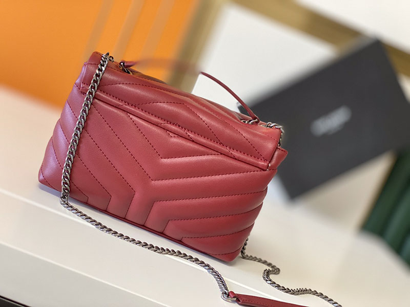 N品 YSL サンローラン バッグ 40代 ルル スモール ROUGE MERLOT 494699DV7266592 ラムスキン シルバー金具 - 画像 (8)