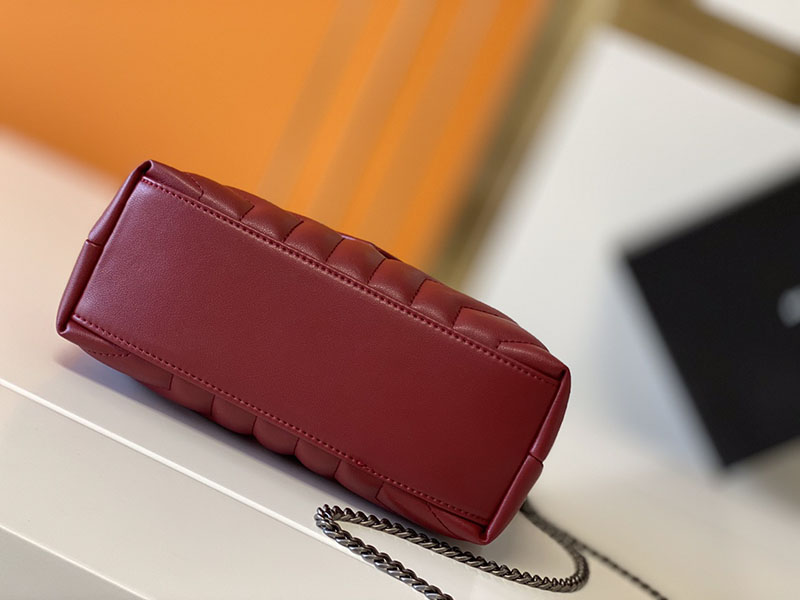 N品 YSL サンローラン バッグ 40代 ルル スモール ROUGE MERLOT 494699DV7266592 ラムスキン シルバー金具 - 画像 (7)