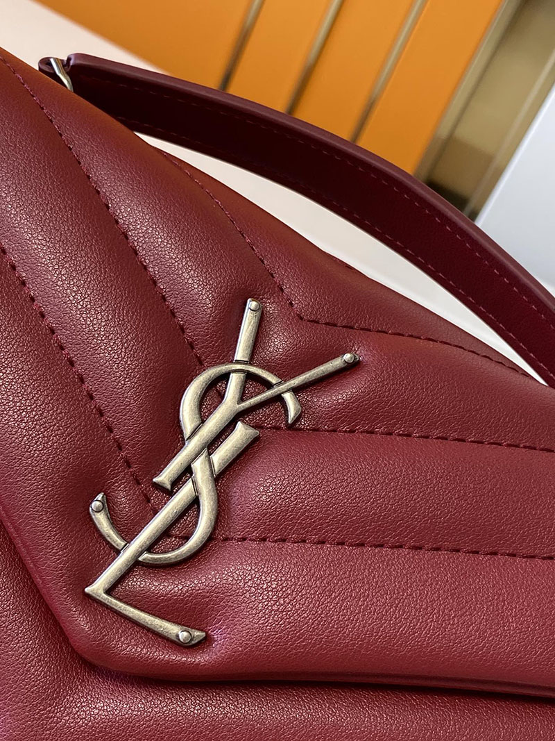 N品 YSL サンローラン バッグ 40代 ルル スモール ROUGE MERLOT 494699DV7266592 ラムスキン シルバー金具 - 画像 (6)
