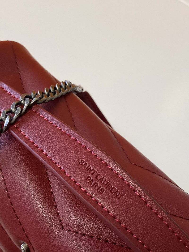 N品 YSL サンローラン バッグ 40代 ルル スモール ROUGE MERLOT 494699DV7266592 ラムスキン シルバー金具 - 画像 (5)