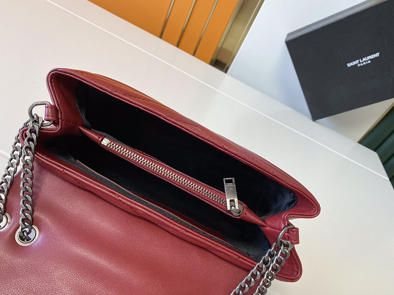N品 YSL サンローラン バッグ 40代 ルル スモール ROUGE MERLOT 494699DV7266592 ラムスキン シルバー金具 - 画像 (3)