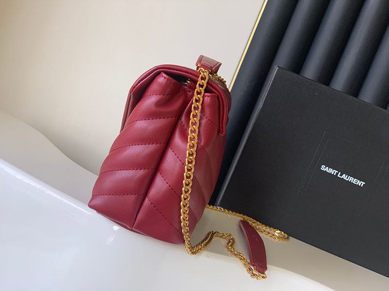 N品 YSL サンローラン バッグ 40代 ルル スモール ROUGE MERLOT 494699DV7276592 ラムスキン ゴールド金具 - 画像 (9)
