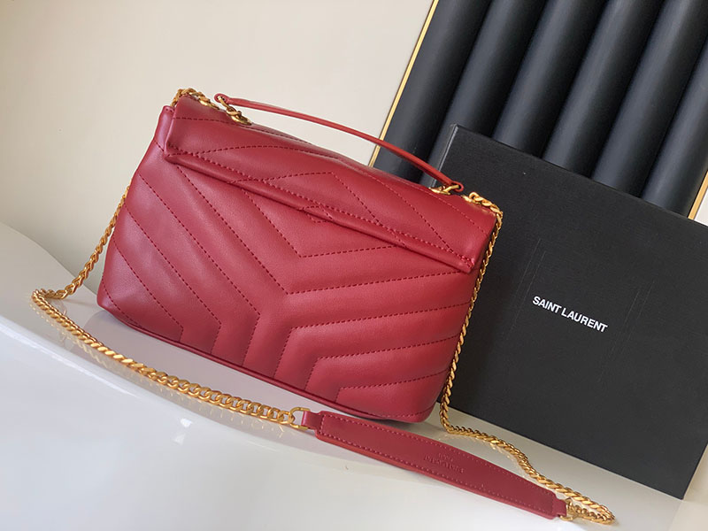 N品 YSL サンローラン バッグ 40代 ルル スモール ROUGE MERLOT 494699DV7276592 ラムスキン ゴールド金具 - 画像 (8)