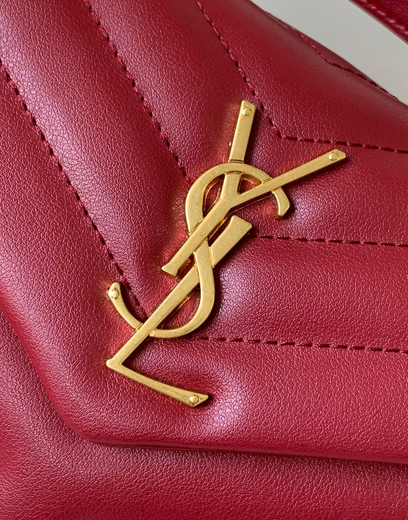 N品 YSL サンローラン バッグ 40代 ルル スモール ROUGE MERLOT 494699DV7276592 ラムスキン ゴールド金具 - 画像 (6)