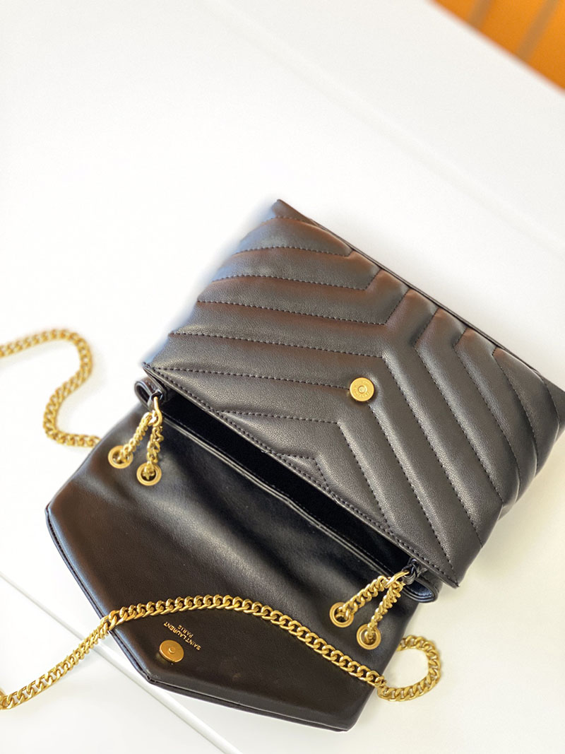 N品 YSL サンローラン バッグ 40代 ルル スモール ブラック 494699DV7271000 ラムスキン ゴールド金具 - 画像 (4)