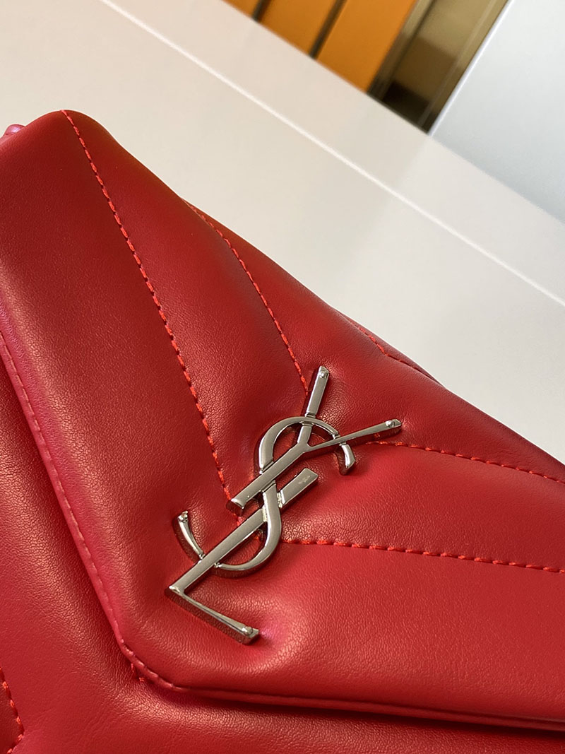 N品 YSL サンローラン 斜めがけバッグ ルル トイバッグ レッド 678401DV7066937 ラムスキン シルバー金具 - 画像 (6)