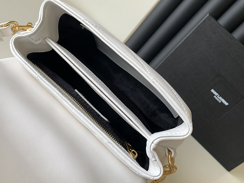 N品 YSL サンローラン 斜めがけバッグ ルル トイバッグ ホワイト 678401DV7072000 ラムスキン ゴールド金具 - 画像 (3)