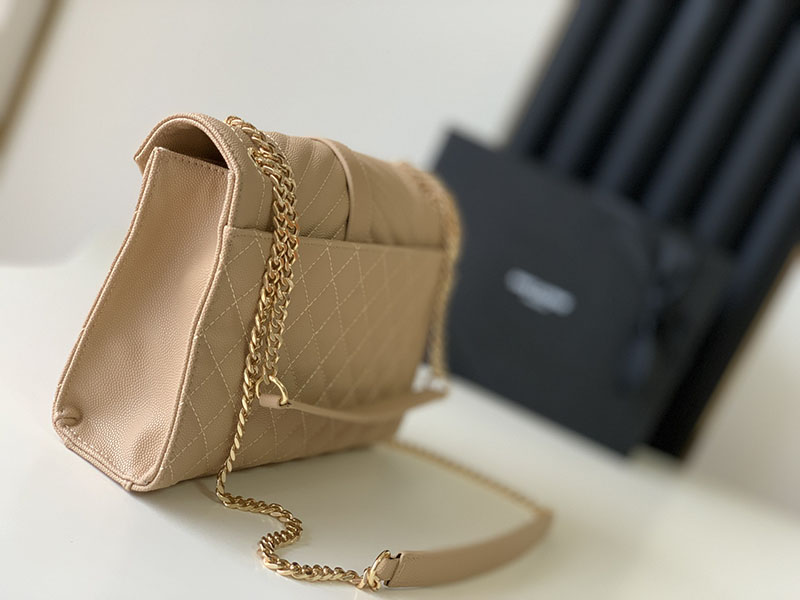 N品 YSL サンローラン ショルダーバッグ エンベロープ ミディアム DARK TOFFEE 600185AACT72646 ラムスキン ゴールド金具 - 画像 (9)